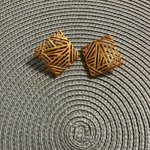 Geometric Gold Clip Earrings